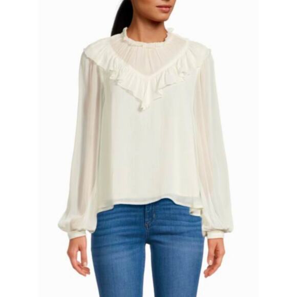 Joes Jeans The Bailey Pleated Blouse Ivory size XS